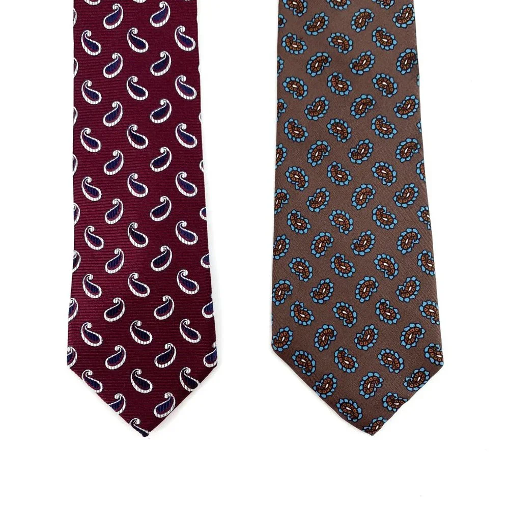 Bundle 2 Joseph Jos A. Bank & John Weitz by Burma Tie Burgundy & Brown 100% Silk